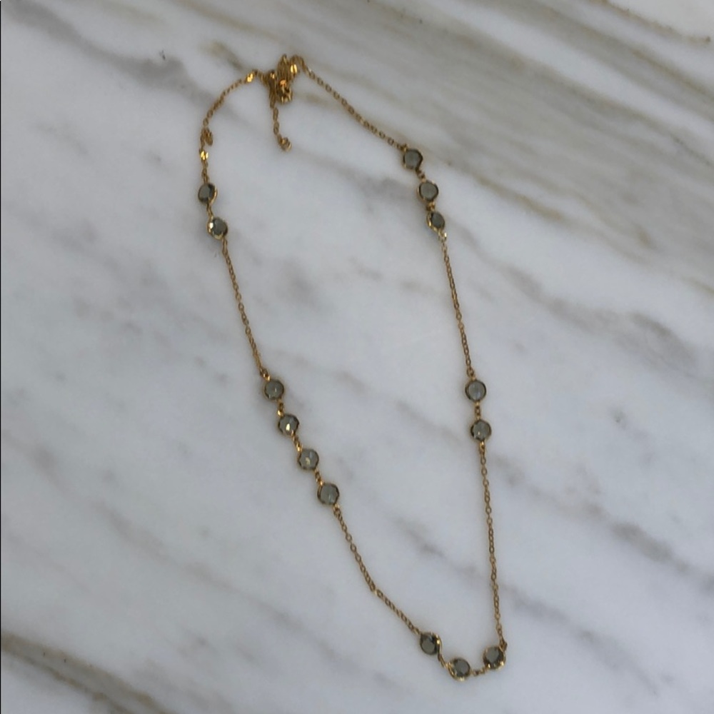 Gold and Smokey grey stone necklace